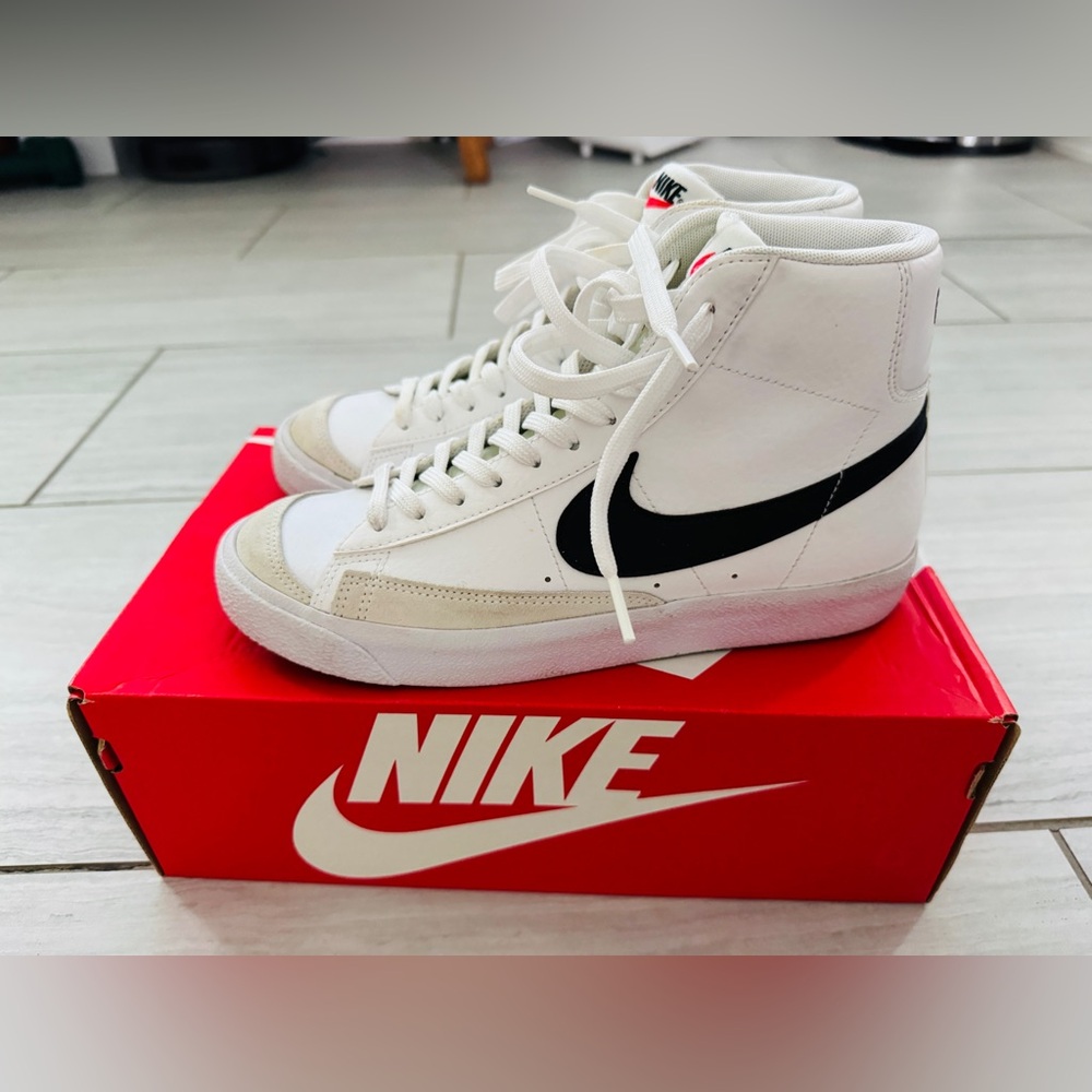 Nike Youth White and Black Blazer Mid High-Top Sneakers